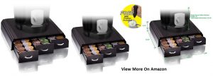 Mind Reader 'Anchor' Triple Drawer single serve coffee pod holder with free milk frother included, Black